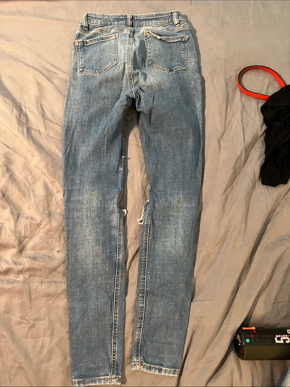 Distressed Light Blue Ripped Skinny Jeans- - Picture 5 of 5
